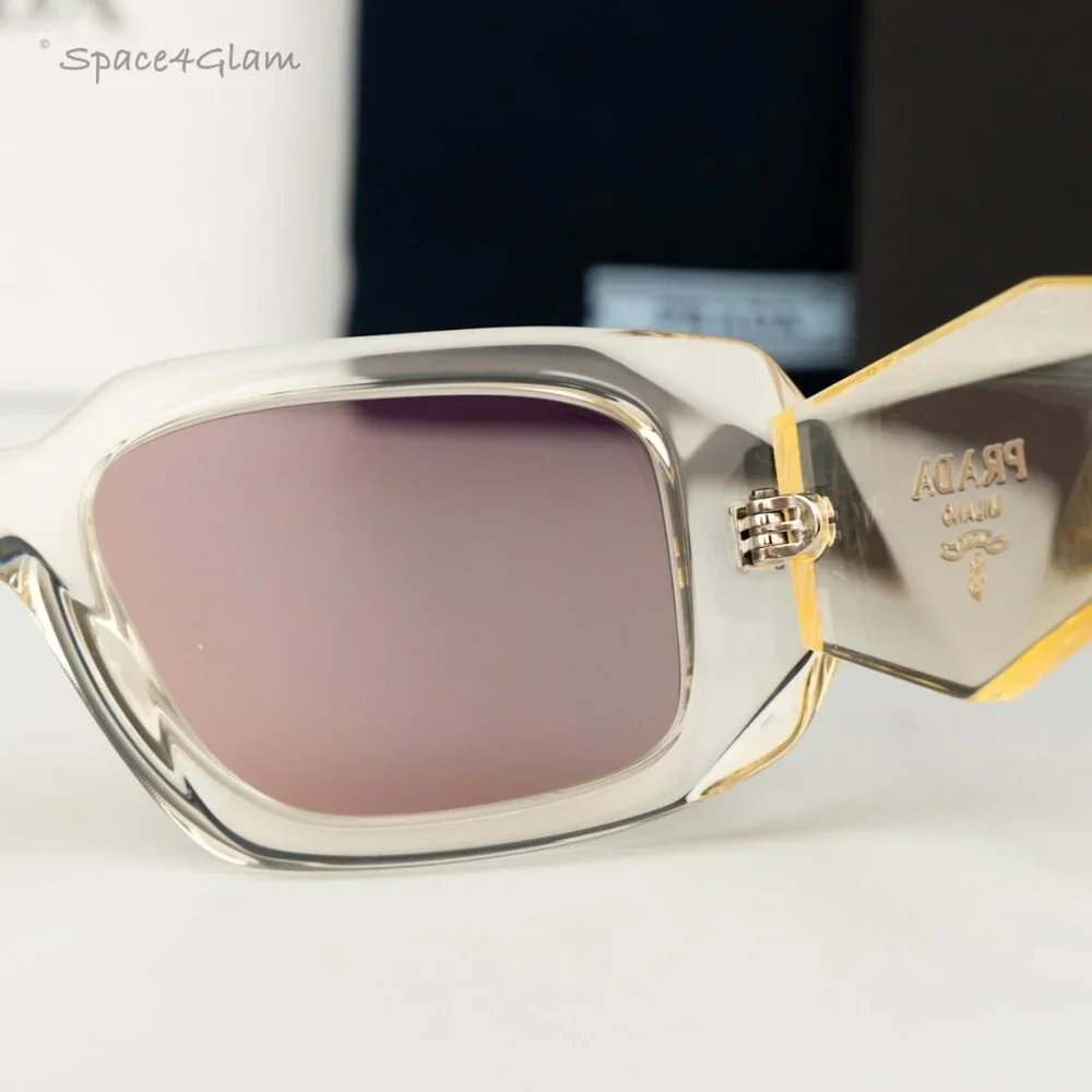 BRAND NEW Prada PR17WS 19X30N Clear Champagne Platino Mirror Unisex Sunglasses